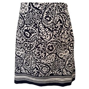 TALBOTS Navy Paisley Skirt Size 10